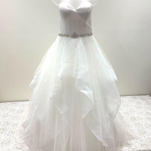NWT White One Designer Strapless Dress with Belt